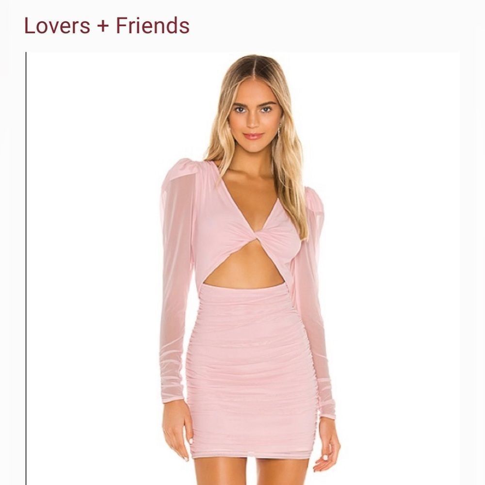 NWT Lover’s + Friends Celeste Pink Mesh Long Sleeve Mini Dress Womens Small